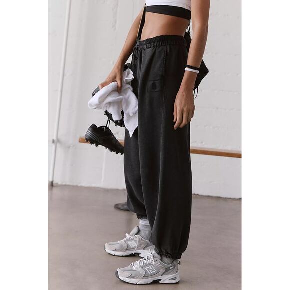 Free People All Star Joggers Black Stone Wash Logo NEW Medium - Picture 3 of 15